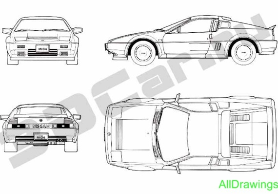 Nissan Mid 4 (1985) (Ниссан Мид 4 (1985)) - чертежи (рисунки) автомобиля